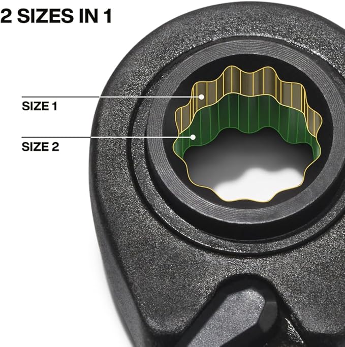 KLEIN TOOLS 68215 4-in-1 Reversible Ratchet Wrench, Box Wrench, SAE Hex Sizes 1/2, 9/16, 5/8, 3/4-Inch, 90-Tooth Ratchet, Pass-Through Design