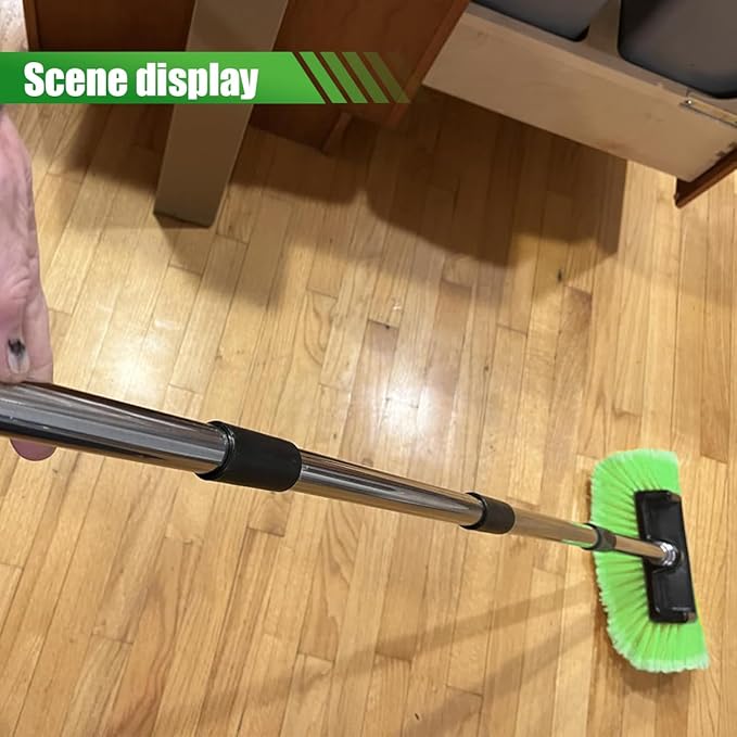 59" Car Wash Brush with Long Handle, No Scratch Soft Bristle Cleaning Brush, Extendable Windshield Cleaner Tool, Car Cleaning Kit for Boat, RV, Truck, House Siding, Solar Panel (Green)