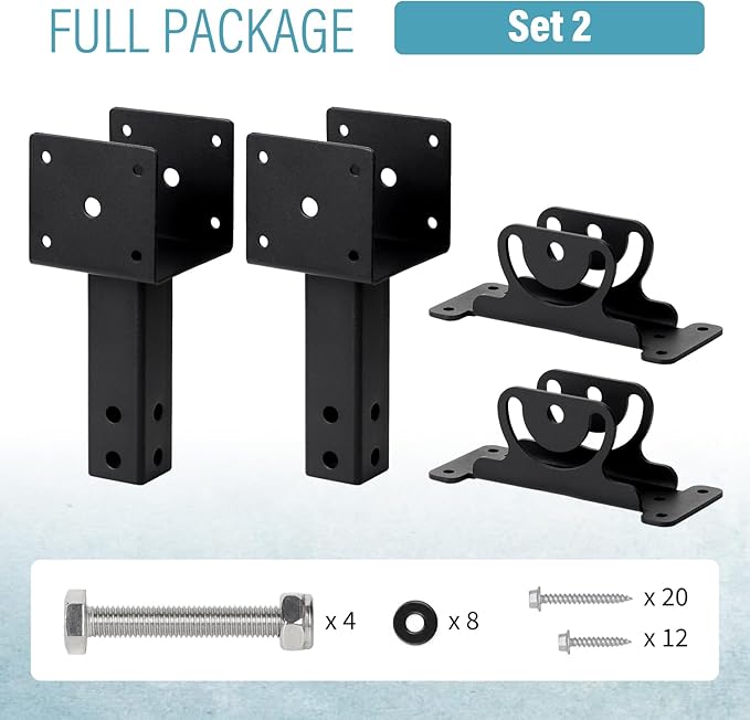 2 Pack 304 Stainless Steel 4x4 Heavy Duty Roof Riser Brackets Kit, Adjustable Roof Riser Beam Mount Brackets for Roof Pergola Gazebo (Black)