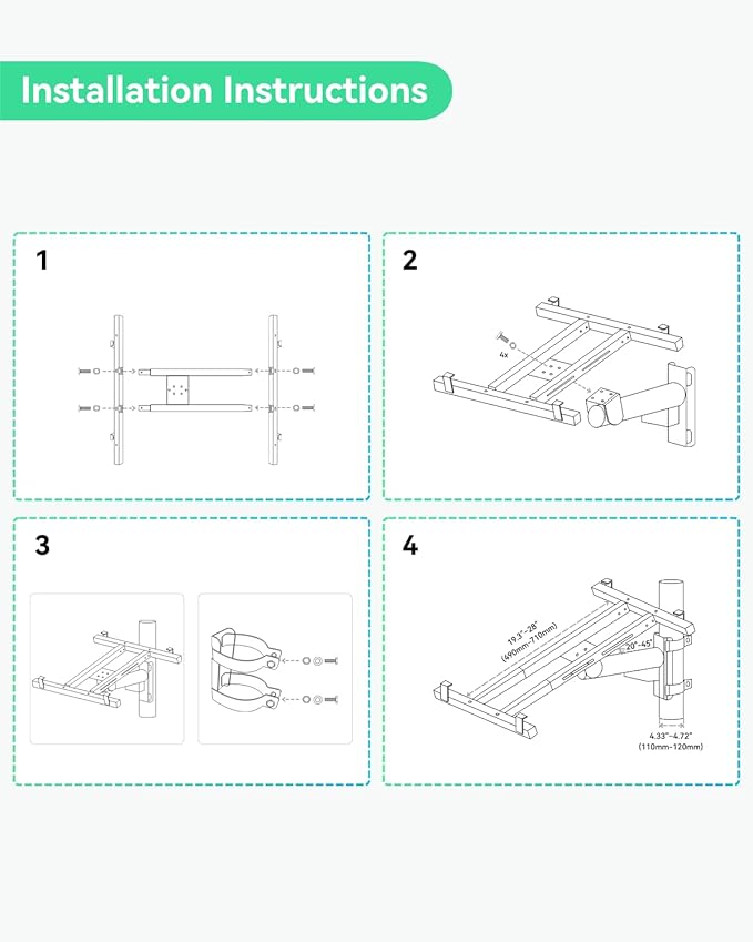 LINOVISION Pole Mount Bracket for Solar Panel 50W to 150W, Solid Galvanized Steel Structure and Adjustable Tilt Angle