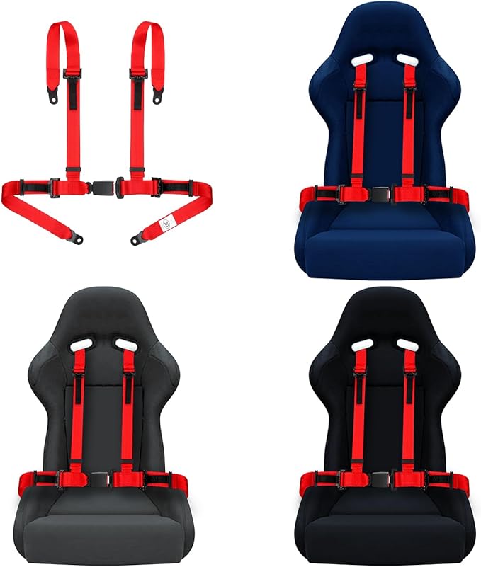 Yakitoko Universal 4 point Safety Harness Set 2 inch Fits Go Kart,UTV,ATV,Racing Red