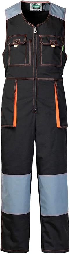 Men's Sleeveless Coveralls Multi-Functional Mechanics Workwear Stylish Work Coveralls Overalls Cargo Jumpsuit