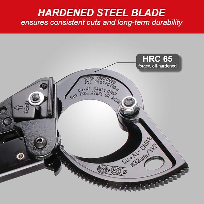 Ratchet Cable Cutter, Heavy Duty Wire Cutter for Aluminum Copper Cable up to 240mm², Ratcheting Wire Cutting Hand Tool