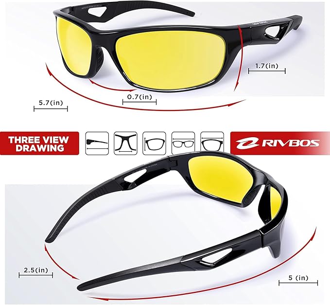 RIVBOS Polarized Sports Sunglasses Driving Sun Glasses Shades for Men Women Tr90 Frame for Cycling Fishing Running RB831