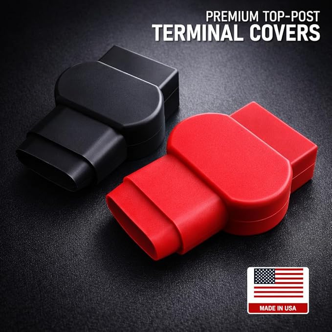 MGI SpeedWare Insulated Military Spec Battery Terminal Covers, Top Post Red and Black Pair (4/0 AWG)