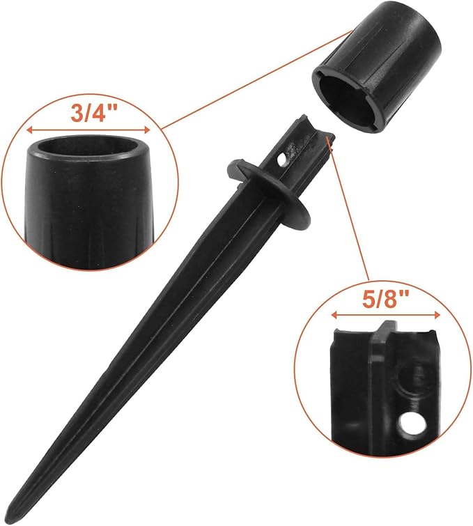 8 Pcs 5.3 Inch Solar Light Stakes Landscape Light Stakes Metal Replacement Spike Stakes for Garden Pathway Yard Ground Lights Patio Lamps Pole Umbrella Outdoor