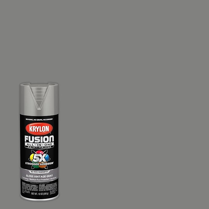 Krylon Fusion All-In-One Adhesive Spray Paint for Indoor/Outdoor Use, 12 oz, Vintage Gray
