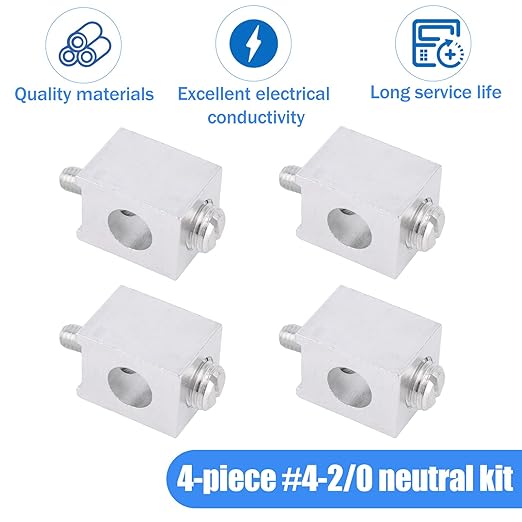 4pcs #4-2/0 Neutral Lug Kit, Aluminum Circuit Breaker Ground Lugs for Electrical Connections Home & Electrician Use