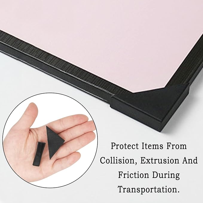 8mm(1/3inch) Black Triangle Shape Plastic Glass Corner Protector,Anti-Collision Right-Angle Plastic Corner Guard for Furniture,Wood Planks,Picture Frame, Painting, Shipping, Packing(40pcs)