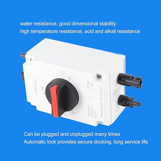 1200V 32A Photovoltaic DC Isolator Solar Switch, IP66 Waterproof Isolation PV Disconnect, for Off Grid On Grid Solar Systems, Solar Power System RV, Boat Proctive