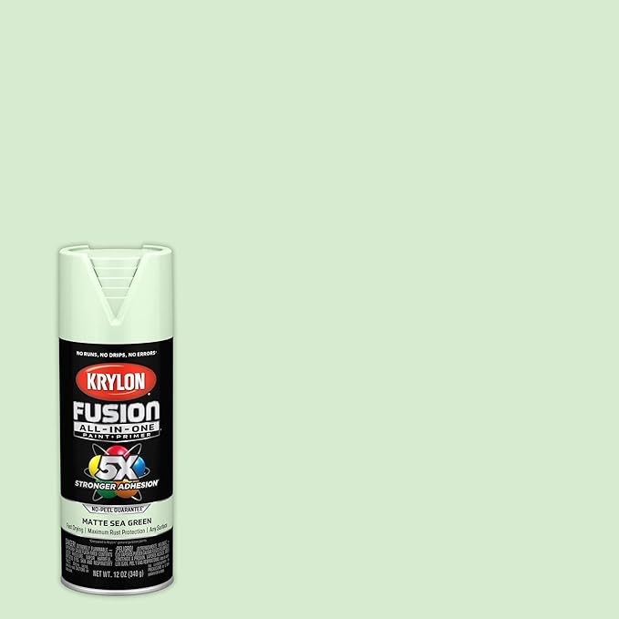 Krylon Fusion All-In-One Adhesive Spray Paint for Indoor/Outdoor Use, 12 oz, Sea Green