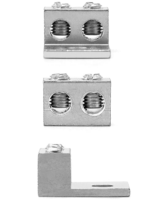 QWORK Dual Aluminum Ground Lug, 10Pcs Mechanical Lug 10 AWG Wire Easy to Install Cables and Power Cords Electrical Equipment Lugs