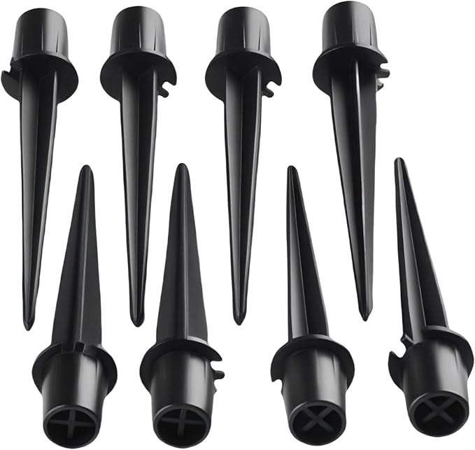 8 Pcs 5.3 Inch Solar Light Stakes Landscape Light Stakes Metal Replacement Spike Stakes for Garden Pathway Yard Ground Lights Patio Lamps Pole Umbrella Outdoor