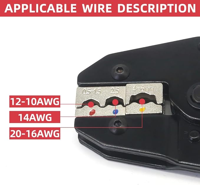 Crimping Tool For Insulated Electrical Connectors - Ratcheting Wire Crimpers - AWG 22-10 (0.5-6.0mm²) - Ratchet Insulated Terminal Crimper -Electrical Crimping Tool HS-03C