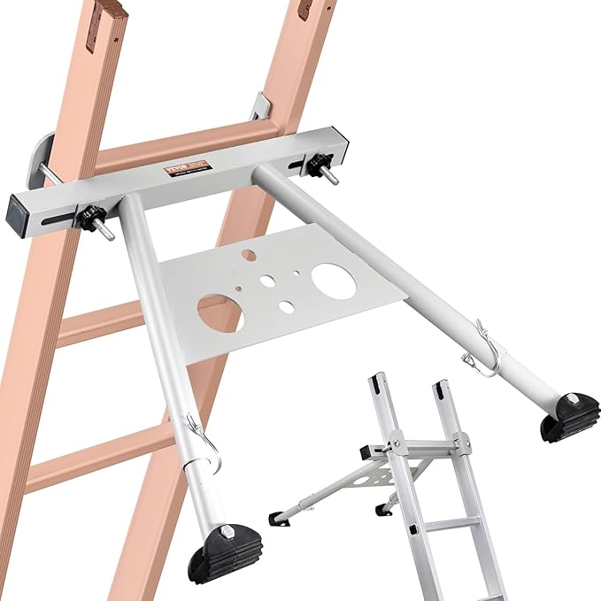 VEVOR Ladder Stabilizer, Adjustable Feet Extension Ladder Standoff, Heavy Duty Wall Ladder Accessories for Roof Gutter, Easy to Use & Wide Adaptability & Anti-Slip Rubber Feet, 330 lbs Weight Rating