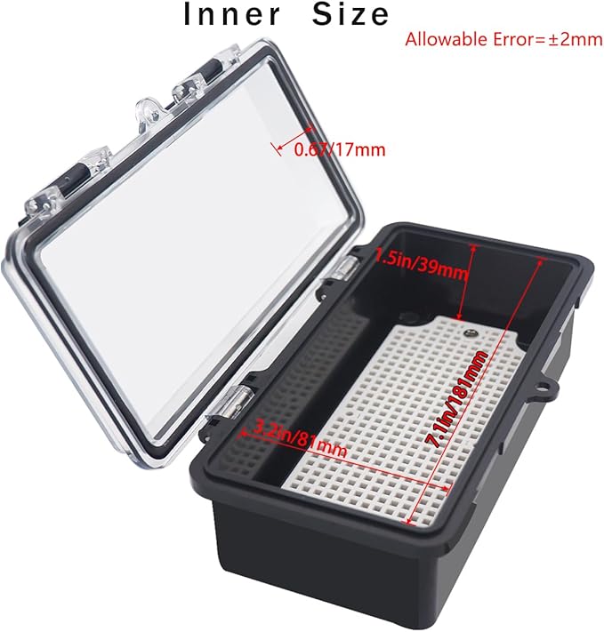 Junction Box, Hinged Black Clear Cover IP67 Waterproof ABS Project Box with Mounting Plate Electrical Box Enclosure with Wall Bracket 7.9 x 3.9 x 2.8inch(200x100x70mm)