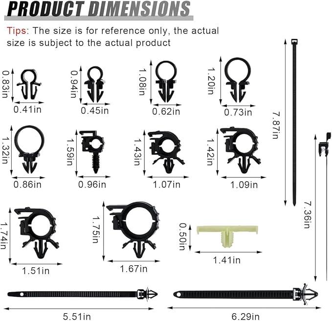 200PCS Car Wire Loom Routing Clips, Push Mount Cable Tie Assortment Kit, 15 Different Sizes Automotive Wiring Harness Clip, Universal Replacement Part for Most Vehicles