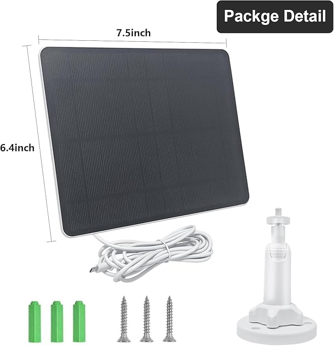 2PC Solar Panel Compatible with Wyze Battery Cam Pro, Cam Outdoor V1/V2, 9.4ft Waterproof Charging Cable, 360°Adjustable Mount, IP65 Waterproof Solar Charger for Outdoor Security Camera