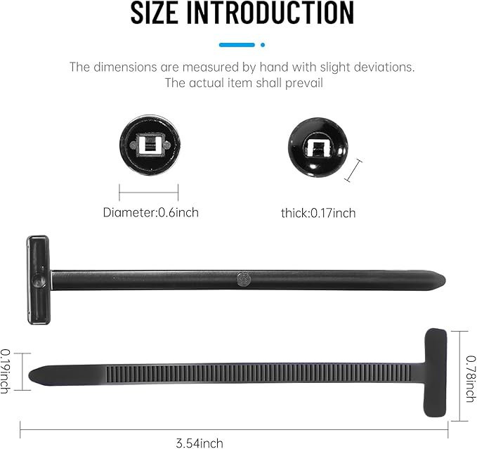 100PCS Nylon Universal Cable Tie Buckle, Heavy Duty Self-Locking Zip Ties with Pin & Button Design - UV Resistant Black Fasteners for Car Auto Repair & Daily Fixing