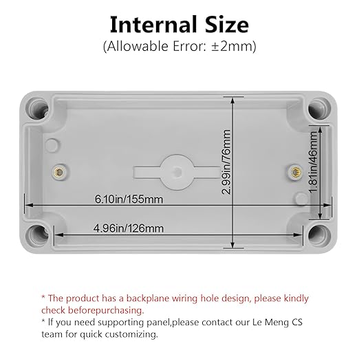 LeMotech Junction Box IP67 Waterproof Dustproof ABS Plastic Project Box for Electrical Outdoor Enclosure Gray 6.3 x 3.1 x 3.7 inch (160 x 80 x 95 mm)