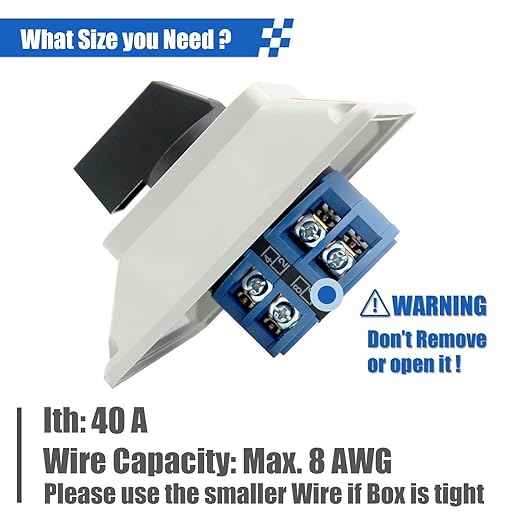 40A Rotary Changeover Switch with Box, 660V 3 Position 2 Phase 8 Terminals, 2-Way 2NO 2NC Universal Selector Switch with Yellow Fork Terminals IP65 CE 26-40/D202.2D