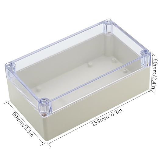 LeMotech ABS Plastic Junction Box Dustproof Waterproof IP65 Electrical Enclosure Box Universal Project Enclosure Grey with PC Transparent Clear Cover6.2 x 3.5 x 2.3 inch(158 x90 x60 mm)