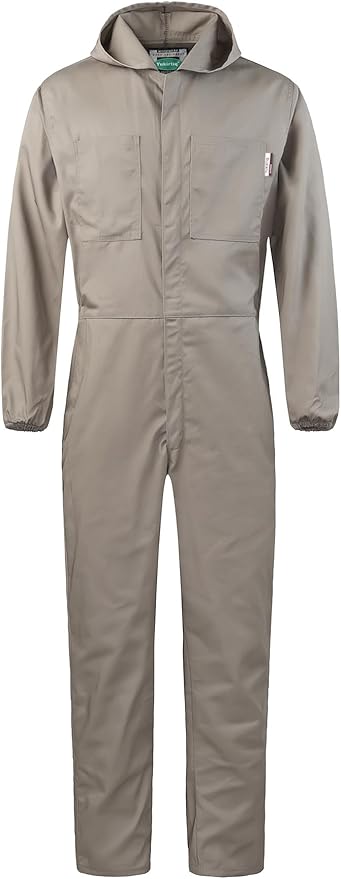 Men's Long Sleeve Zip-Front Coverall Lightweight Work Coveralls Mechanic Overall Jumpsuit with Hood