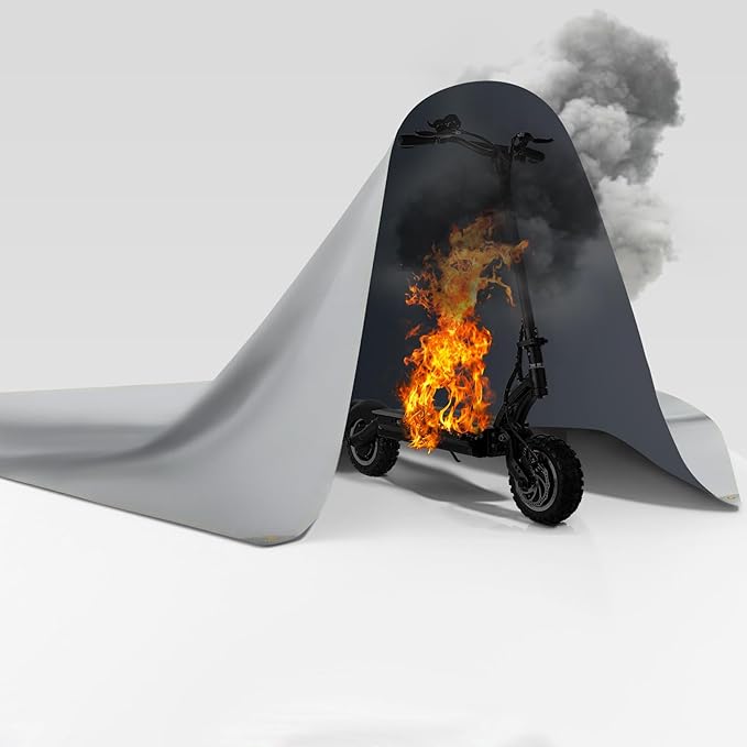FLASLD Fireproof Lithium Battery Cover, Fastest & Simplest Way to Isolate and Extinguish Small Fires, Fire Blanket for E-Scooter and E-Bike (118×118 inch - Grey)