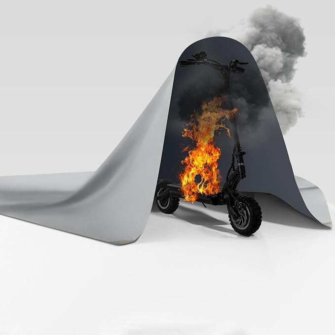 FLASLD Fireproof Lithium Battery Cover 40×40 inch, Fastest & Simplest Way to Isolate and Extinguish Small Fires, Fire Blanket for E-Scooter and E-Bike Grey