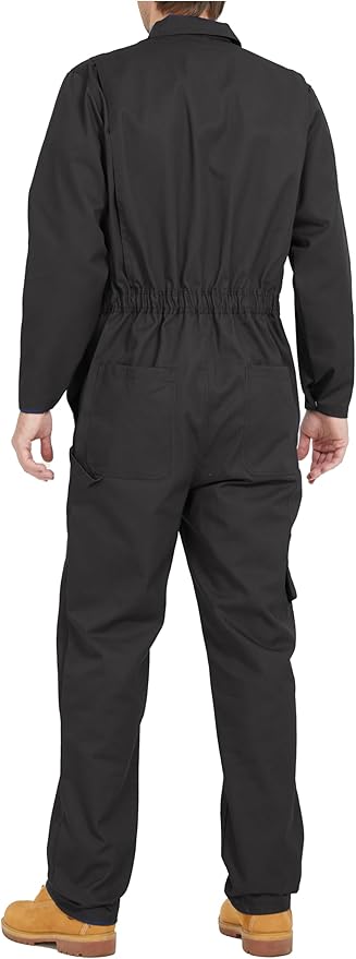 Ubon Long Sleeve Coveralls for Men, Zip Front Cotton Twill Work Coverall, Action Back Jumpsuit with Pockets