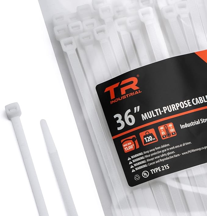 TR Industrial Multi-Purpose Natural Cable Ties, 36 inches, 50 Pack