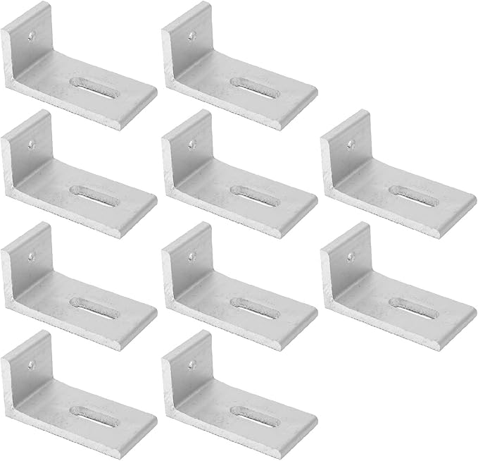 10Pcs Solar Panel Mounting Brackets, L Foot Solar Roof Mount, Aluminum Alloy Solar Panel Bracket Kit, Glossy Photovoltaic Brackets for Roof PV System, 3.14x1.57x1.57in