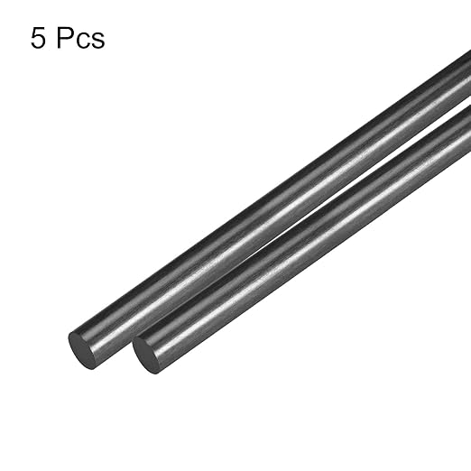 MECCANIXITY Carbon Fiber Rod, 10mm x 200mm for RC Airplane DIY Tool Wing Tube Quadcopter Arm, Pack of 5