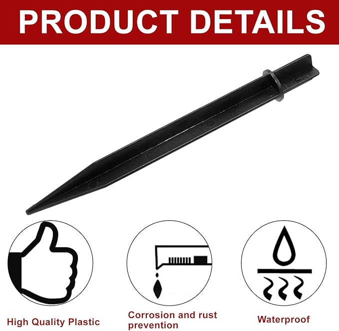 18 Pcs Solar Light Stakes Replacement, 8.27 Inch Plastic Ground Stakes, Black Pathway Lights Spike for Yard, Garden, Outdoor (Inside Diameter 0.85 Inch)