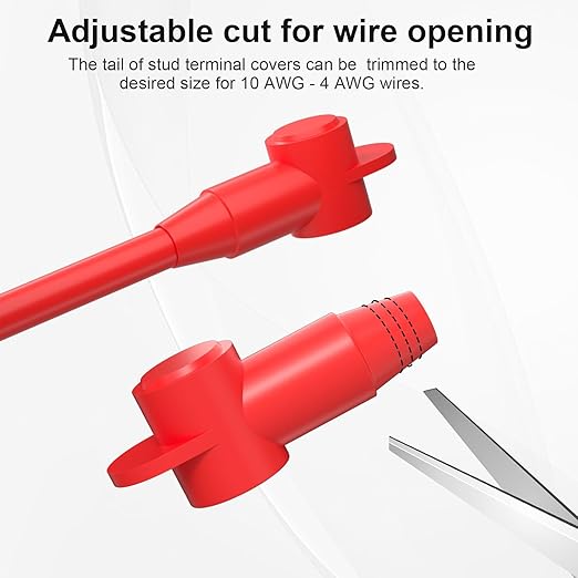 BetyBedy 10 Pack Silicone Battery Terminal Covers for 10-4AWG Wire, Insulated Battery Terminal Protectors for 1/4", 5/16", 3/8" Battery Post, Battery Stud and Power Junction Blocks Cover