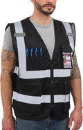 Dib Safety Reflective Vest ANSI Class 2, High Visibility Vest with Pockets and Zipper, Construction Work, Hi Vis