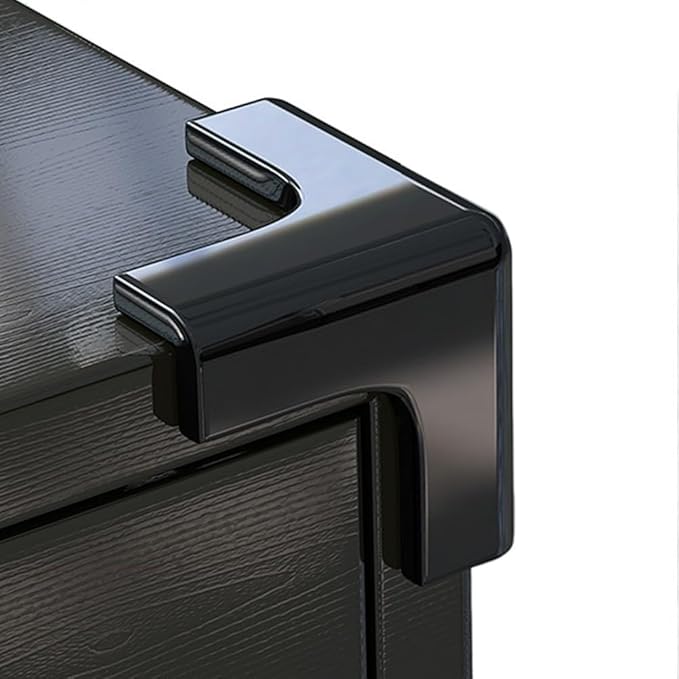 Silicone Corner Protector 10 Pack, Transparent Triangle Baby Proofing Guards, No Adhesive Soft Bumpers for Furniture, Tables, Windowsills & Counters (black)