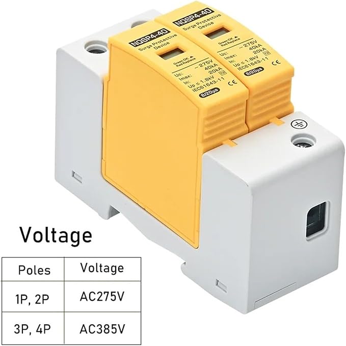 Surge Arrester Protective Lightning Protector AC SPD Surge Protector 275V 385V 10KA 20KA 30KA 40KA 50KA 60KA 2Poles Lightning Protection T2 Class TT TNS TNC Power Use