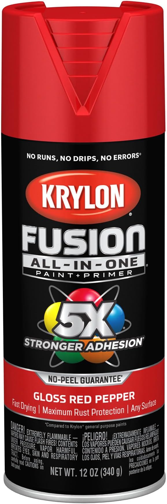 Krylon Fusion All-In-One Adhesive Spray Paint for Indoor/Outdoor Use, 12 oz, Red Pepper