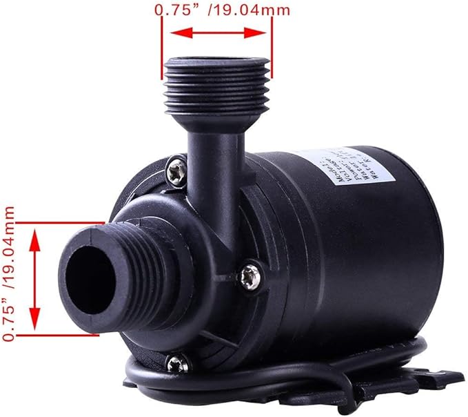 ZAOJIAO DC 12V Brushless Water Pump 1/2'' Male Thread Centrifugal Submersible Pump 800L/H 210GPH 4M/13ft for Fountain Solar Panel Pond Aquarium Water Circulation System Black