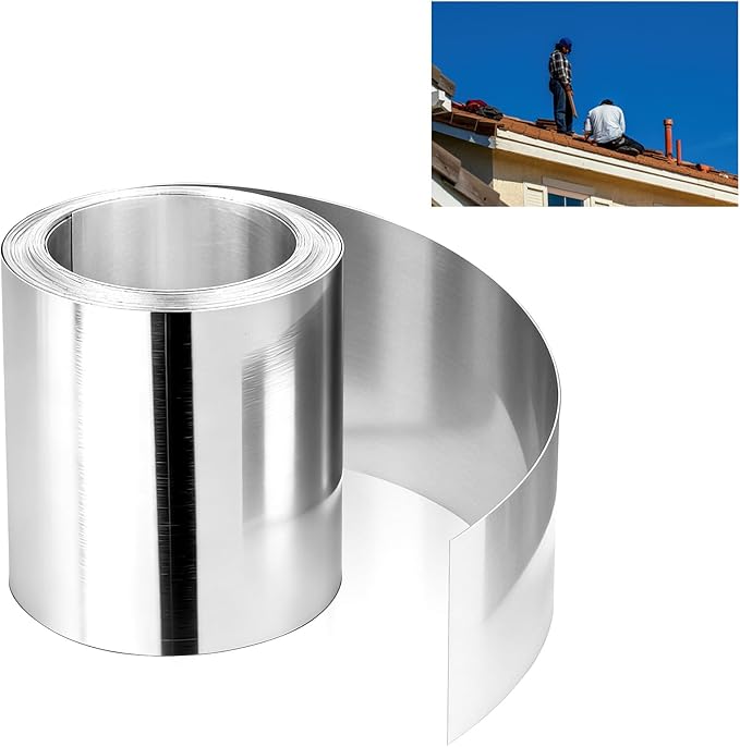 4'' X 50' Aluminum Flashing Roll Metal Roof Flashing for Garden Aluminum Roofing Panels Strips for Stains Prevention, Sealing Windows Doors