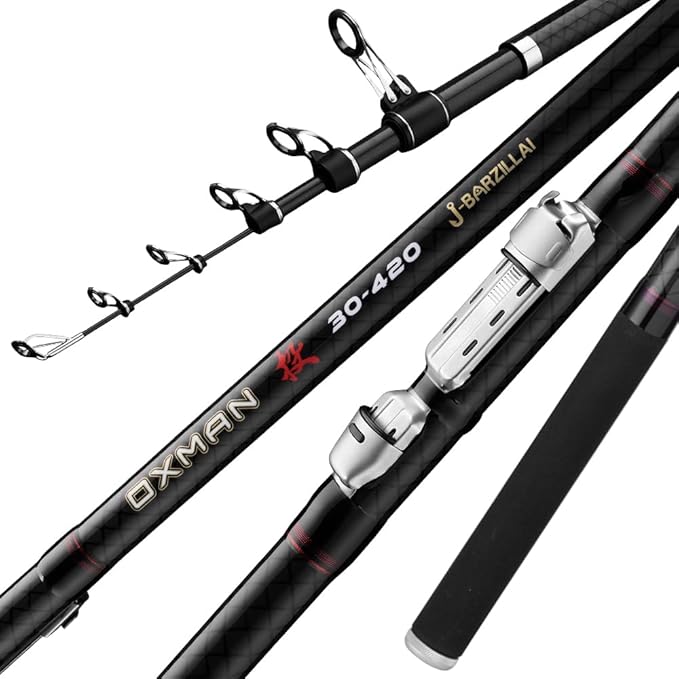 OXMAN Telescopic Surf Fishing Rod 11'8''/ 12'8''/13'8''/15'/16'4''Long Shot Portable Travel Inshore Pole 27T High Carbon Fiber Lightweight Stainless Steel Guides Bass Salmon Trout Rod