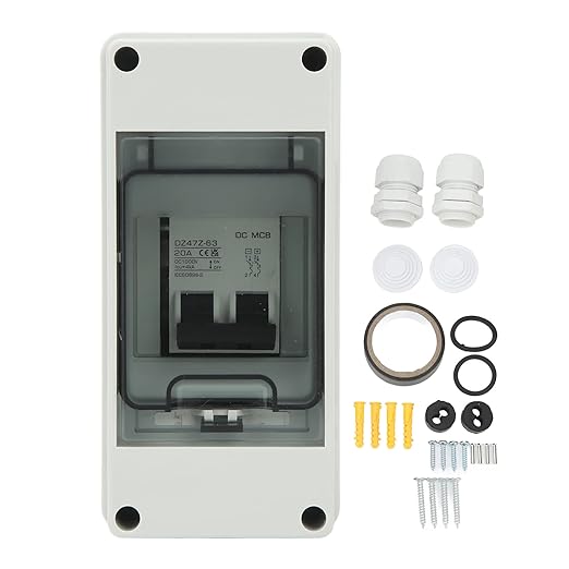 1000V 20A DC Miniature Circuit Breake, 2P PV System DC Mini Circuit Breaker with Box, IP65 Solar PV Disconnect Switch for PV Array, RV Solar