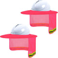 Hard Hat Sun Shade, High Visibility Sun Visor Neck Shade with Reflective Strip, Full Brim, Man & Woman (Hard Hat Not Included), Pink, 2 Pack