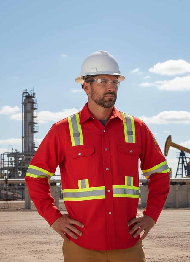 Flame Resistant High Visibility Hi Vis FR Shirt - 100% C - 7 oz