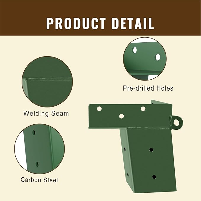 4 Pcs Deer Stand Brackets 4x4 Deer Blind Brackets Compound Angle Platform Bracket for Deer Hunting, Shooting Shack, Observation Decks, Tree Houses, Swing Sets, Outdoor Platforms.