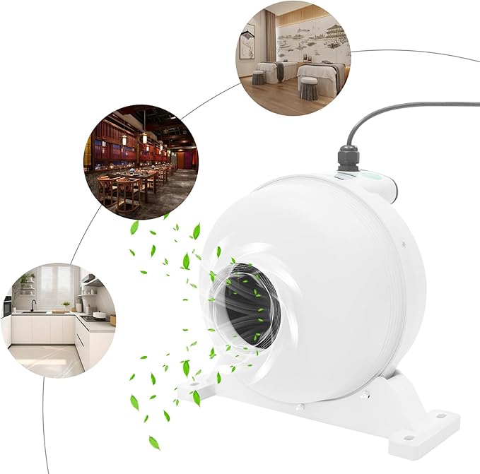 DNYSYSJ 4" Inline Exhaust Fan 260 Cfm Inline Exhaust Fan Ventilation Kitchen Exhaust Fans Blower Fan Ductless Bathroom Exhaust Fan Ventilation