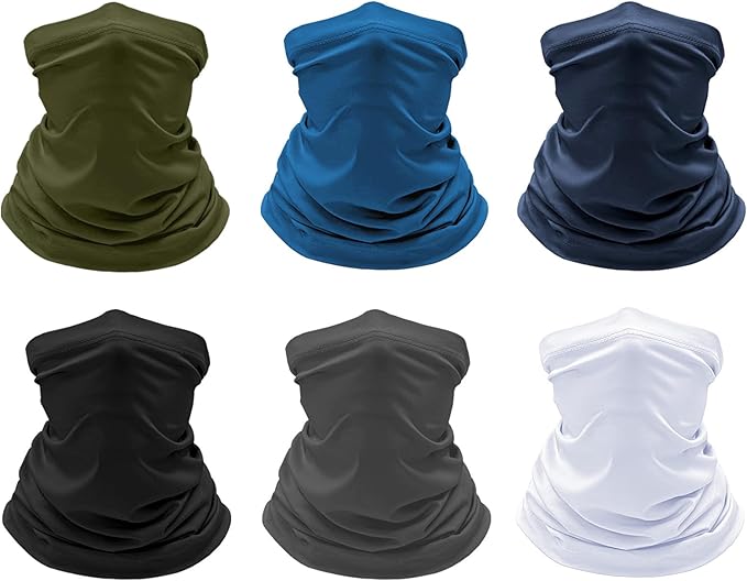 6 Pack Cooling Neck Gaiter Face Cover Mask Summer Breathable Dust UV Bandana Scarf for Men Women Fishing Running Cycling