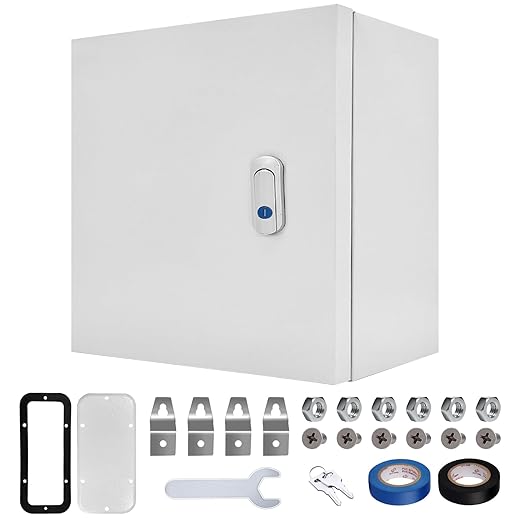 Outdoor Electrical Box 16 x 16 x 8”D NEMA 4X Enclosure Steel Box, Waterproof & Dustproof Outdoor/Indoor Lockable Electrical Junction Box, with Mounting Plate