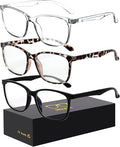 Blue-Light Blocking Glasses Computer Reading/Gaming/TV/Phones Glasses Fashion Anti Eyestrain Glasses for Women Men（D5 Black + Douhua + Transparent